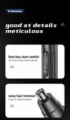 Painless Nose & Ear Hair Trimmer – Rechargeable, For Men & Women – Grooming, Travel