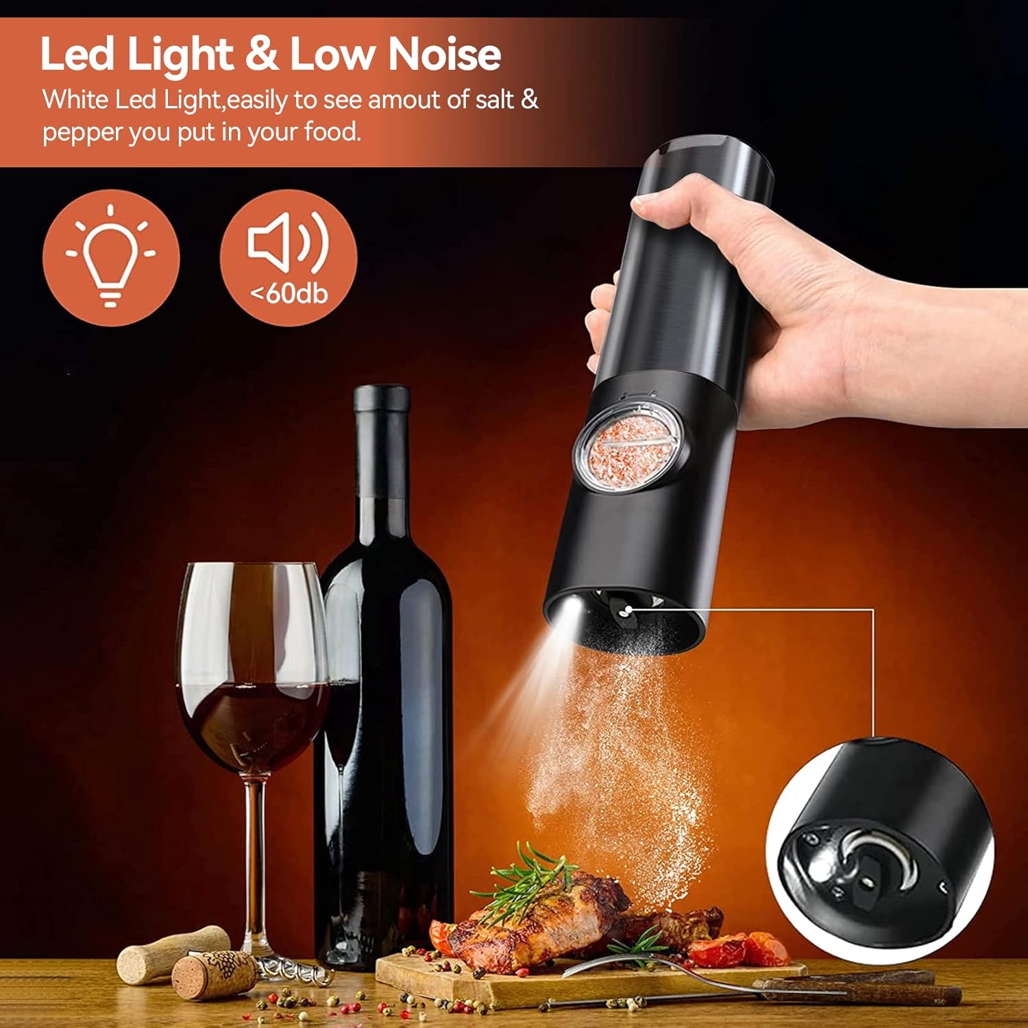 Rechargeable Electric Salt and Pepper Mill Set – Kitchen, Dining