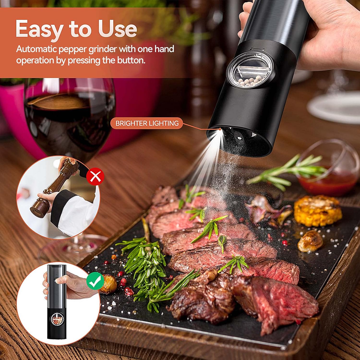 Rechargeable Electric Salt and Pepper Mill Set – Kitchen, Dining