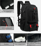 60L Waterproof Travel Laptop Backpack with USB Port – Travel, Outdoor