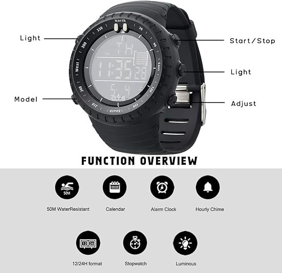 Waterproof Digital Sports Watch for Men – Fitness, Outdoor